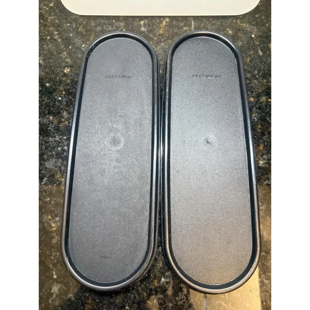 Lot Of 2 Tupperware MODULAR MATES Super Oval 1 & 2 BLACK Seals‎